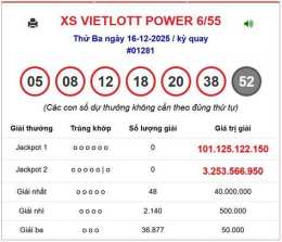 ảnh chụp màn hình kết quả xổ số power 6 55