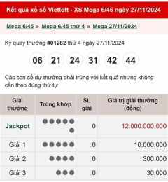 ảnh chụp màn hình kết quả xổ số vietlott 6/45 hôm nay