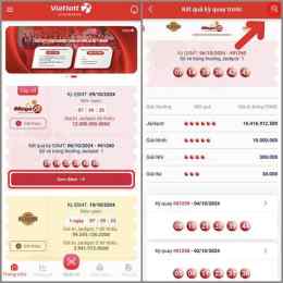 giao diện app số xổ vietlott