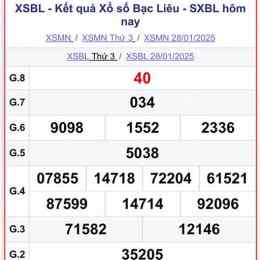 xổ số bạc liêu 7 tháng 4