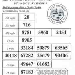 xổ số vũng tàu 30 ngày gần nhất